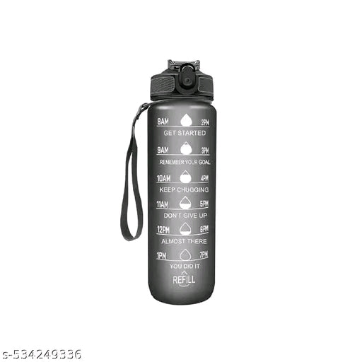 Black Smart Time-Marked Water Bottle – Leak-Proof & Portable