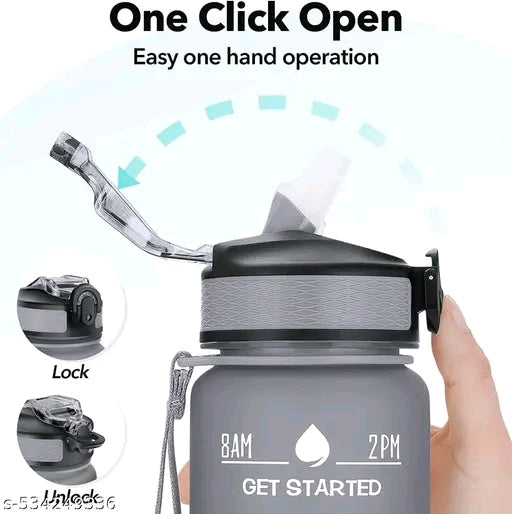 Black Smart Time-Marked Water Bottle – Leak-Proof & Portable