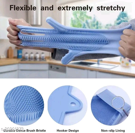 Premium Silicone Kitchen Cleaning Gloves – Heat Resistant, Reusable & Multi-Purpose